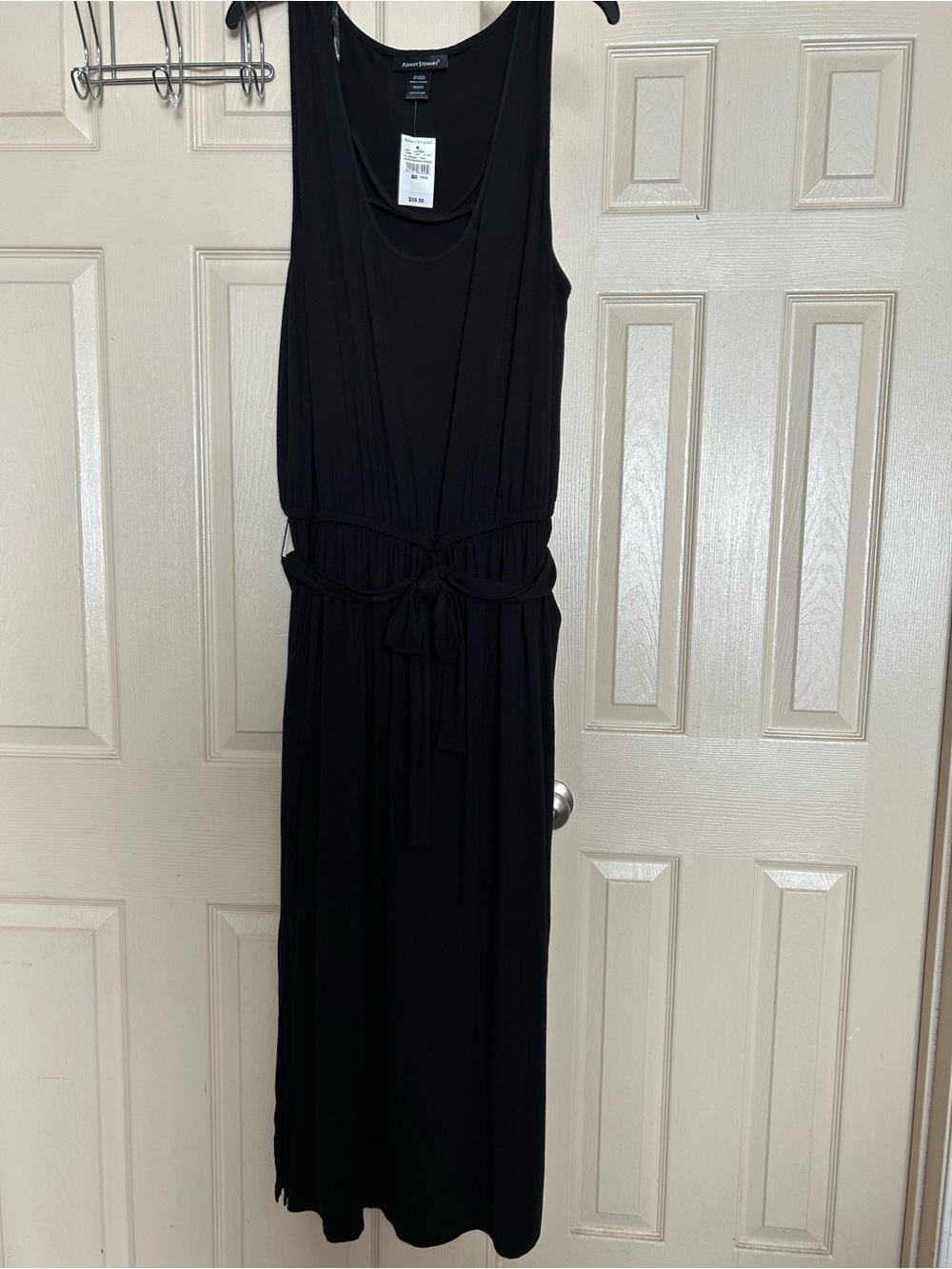 Ashley Stewart Black Sleeveless Tie-Waist Maxi Dress